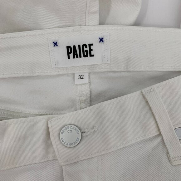Paige Skyline Ankle peg jeans denim white stretch raw frayed step hem women 32 - Picture 7 of 7